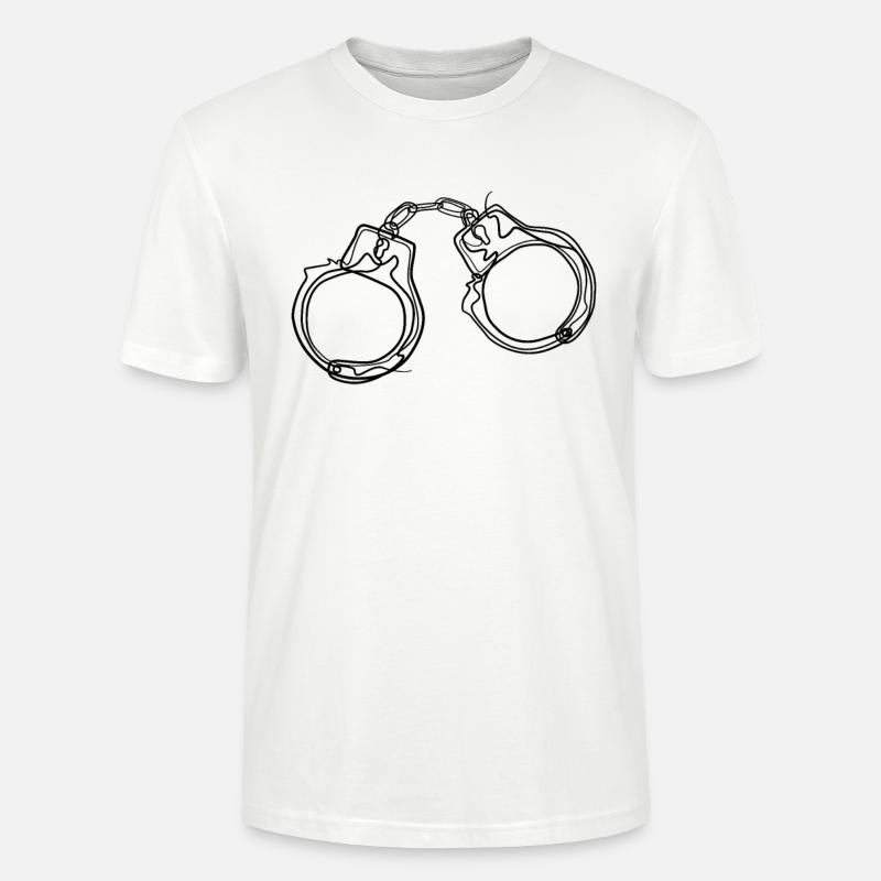 Handschellen - one line drawing - Stanley/Stella Unisex Bio-T-Shirt CRAFTER - Weiß