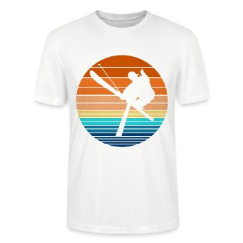 Skifahrer Ski Retro Skifahren Vintage Skier - Stanley/Stella Unisex Bio-T-Shirt CRAFTER - Weiß - Vorne - Alina (178cm) & Michal (187cm)