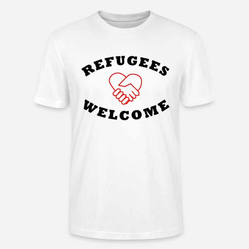 Refugees Welcome - Réfugiés Bienvenus - T-shirt bio CRAFTER Stanley Stella Unisexe - blanc