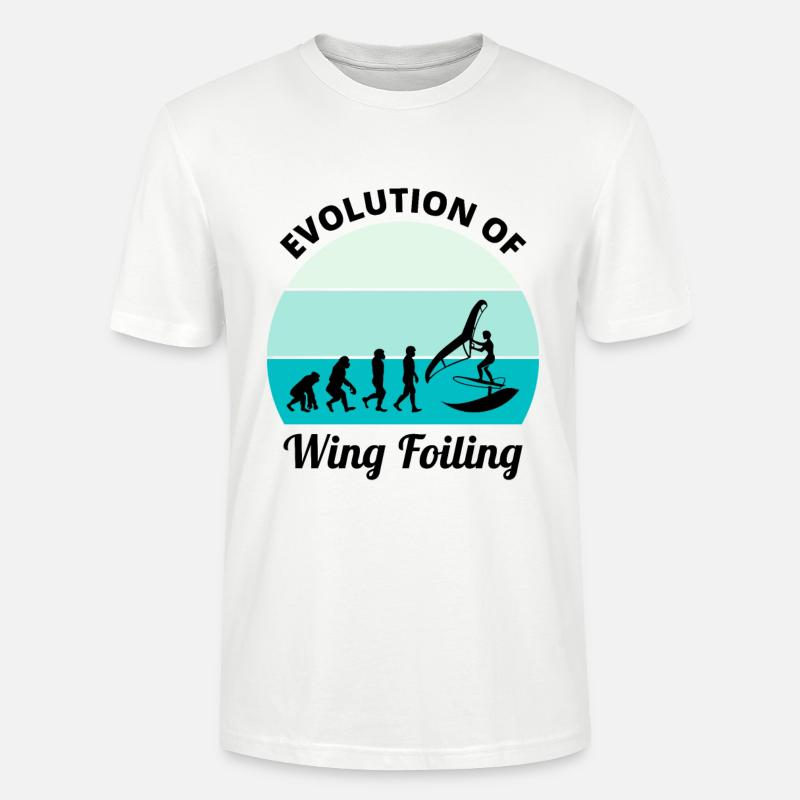 Wing Foiling Surfing Evolution Funny - Stanley/Stella CRAFTER Unisex Organic T-Shirt - white