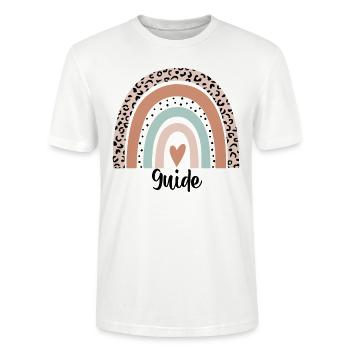 Guide Rainbow Leopard Drôle Guide Cadeau - T-shirt bio CRAFTER Stanley Stella Unisexe - blanc - Devant - Alina (178cm) & Michal (187cm)