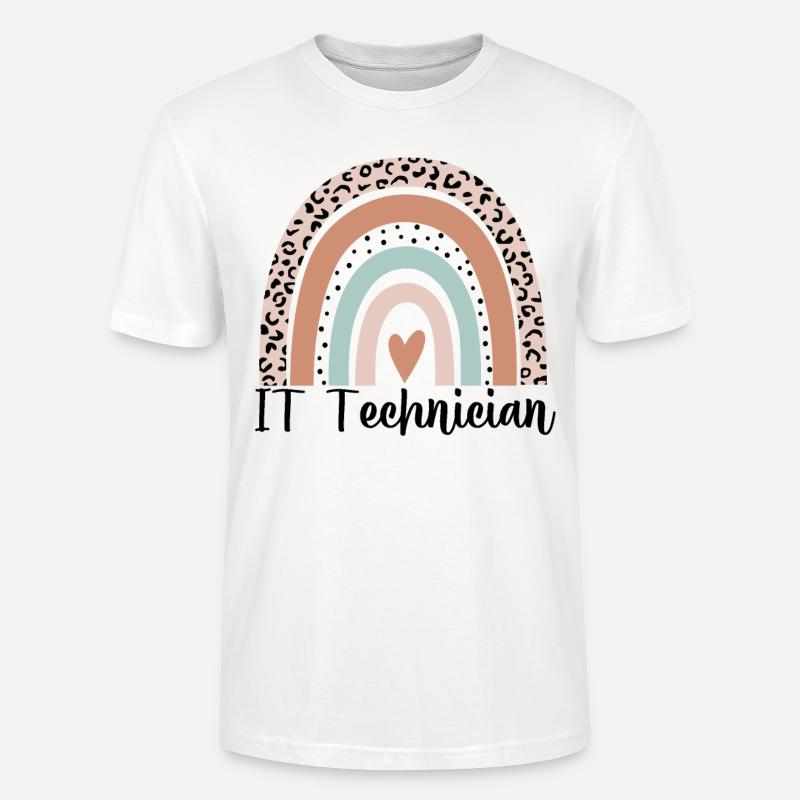 Technicien informatique Rainbow Leopard Drôle technicien informatique - T-shirt bio CRAFTER Stanley Stella Unisexe - blanc