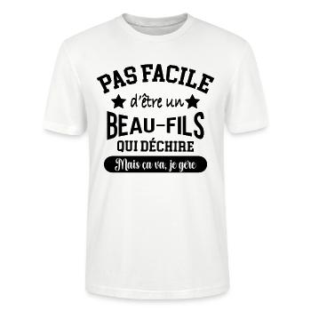 Cadeau beau-fils qui déchire - T-shirt bio CRAFTER Stanley Stella Unisexe - blanc - Devant - Alina (178cm) & Michal (187cm)