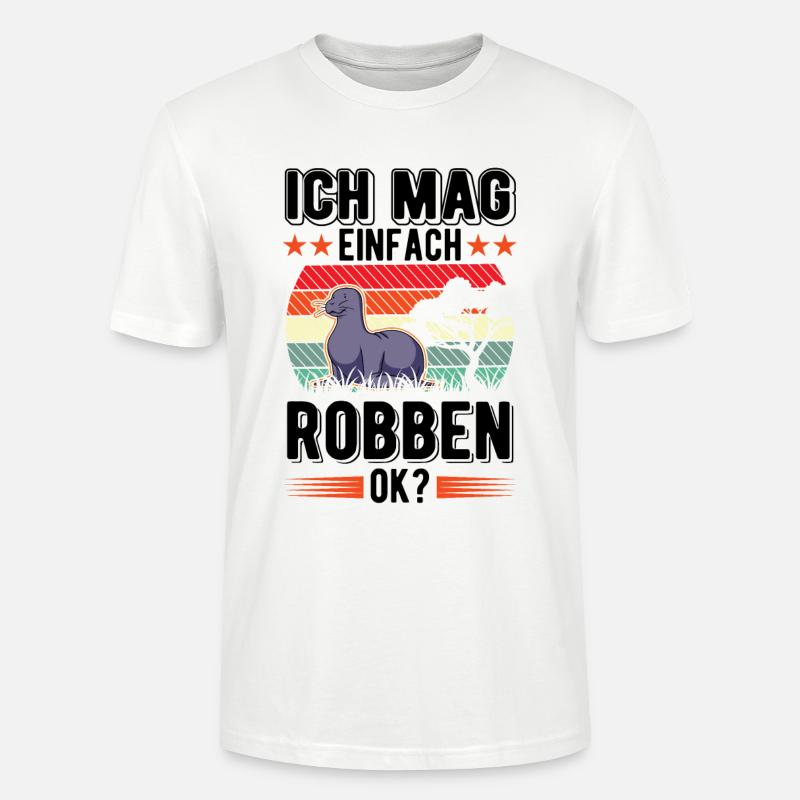 Ich mag einfach Robben Seelöwe - Stanley/Stella Unisex Bio-T-Shirt CRAFTER - Weiß