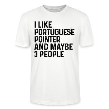 J’aime le pointeur portugais et peut-être le chien de 3 personnes - T-shirt bio CRAFTER Stanley Stella Unisexe - blanc - Devant - Alina (178cm) & Michal (187cm)