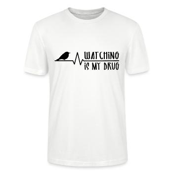 Bird Watching Is My Drug - Birdwatcher - Stanley/Stella Unisex Bio-T-Shirt CRAFTER - Weiß - Vorne - Alina (178cm) & Michal (187cm)