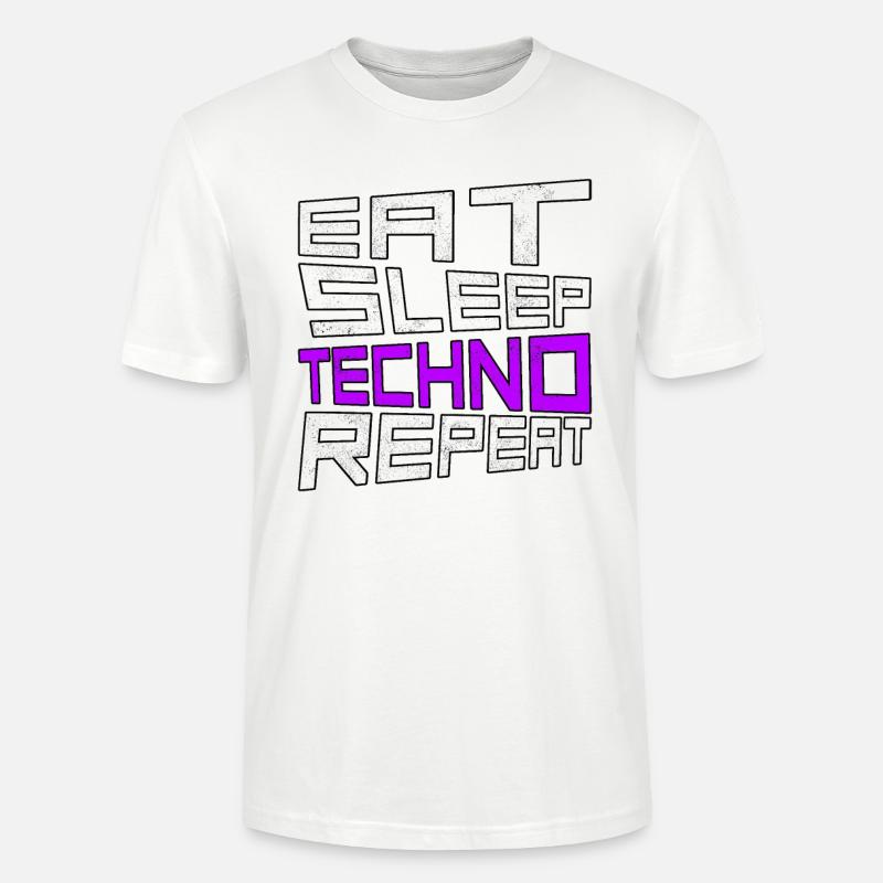 eat sleep techno repeat - Stanley/Stella Unisex Bio-T-Shirt CRAFTER - Weiß
