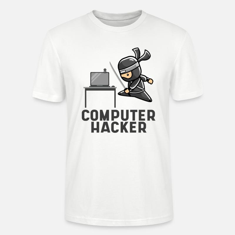 Computerhacker Ninja Laptop geschenk Programmierer - Stanley/Stella Unisex Bio-T-Shirt CRAFTER - Weiß