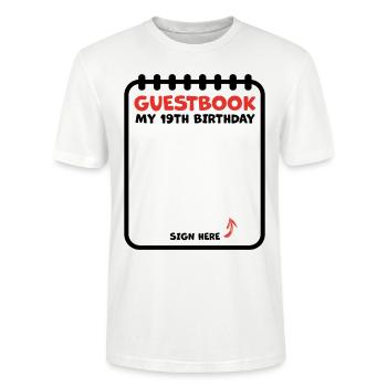 19 years birthday guestbook guest list - Stanley/Stella CRAFTER Unisex Organic T-Shirt - white - Front - Alina (178cm) & Michal (187cm)