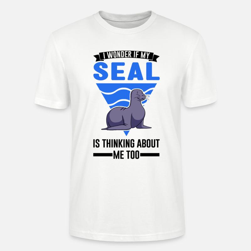 Robbe Geschenk Seal Seelöwe - Stanley/Stella Unisex Bio-T-Shirt CRAFTER - Weiß