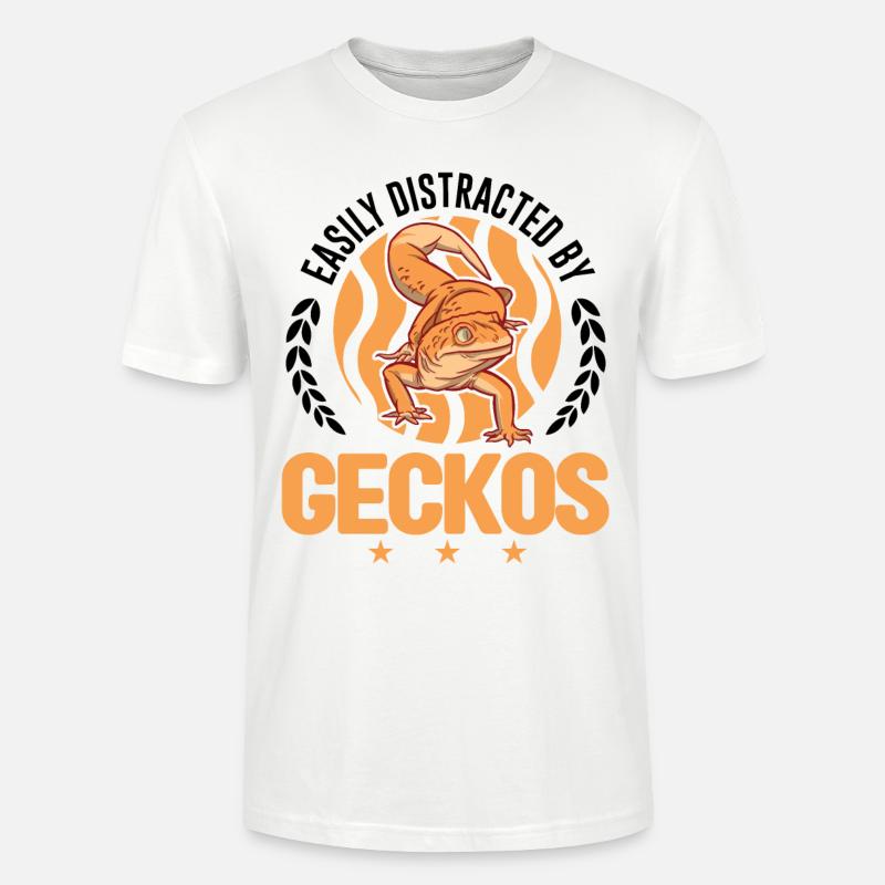 Easily distracted by Geckos Leopardgecko - Stanley/Stella Unisex Bio-T-Shirt CRAFTER - Weiß