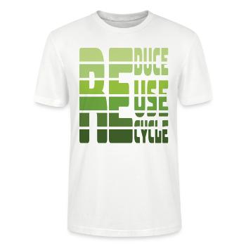 Reduzieren Sie Reuse Recycle Eearth Day - Stanley/Stella Unisex Bio-T-Shirt CRAFTER - Weiß - Vorne - Alina (178cm) & Michal (187cm)