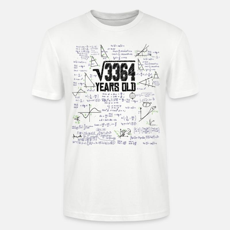 Racine carrée de 3364 Math Nerd 58e anniversaire - T-shirt bio CRAFTER Stanley Stella Unisexe - blanc