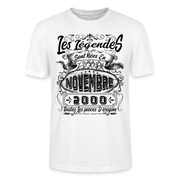 Les Légendes Sont Nées En Novembre 2000 Cadeau - T-shirt bio CRAFTER Stanley Stella Unisexe - blanc - Devant - Alina (178cm) & Michal (187cm)