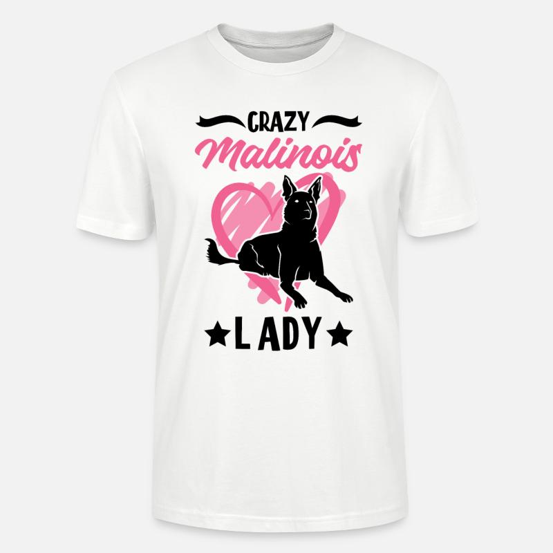 Folle Dame Malinois Mechelse Herder - T-shirt bio CRAFTER Stanley Stella Unisexe - blanc