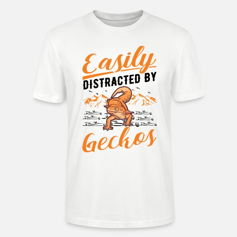 Easily distracted by Geckos Leopardgecko - Stanley/Stella Unisex Bio-T-Shirt CRAFTER - Weiß
