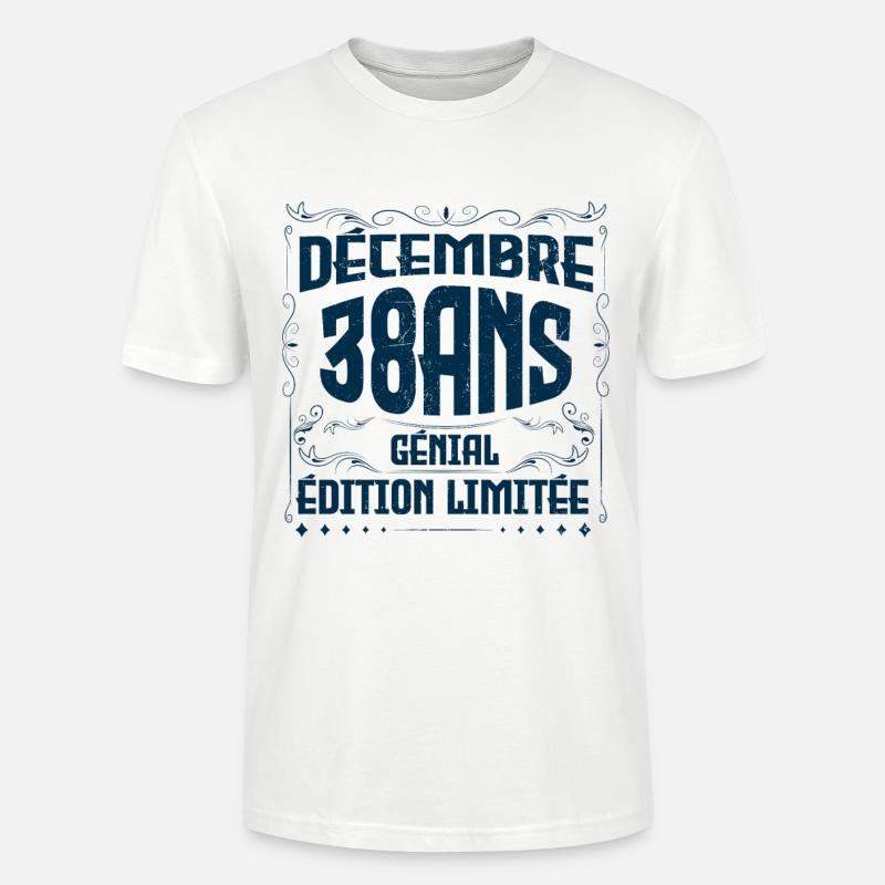 DÉCEMBRE 38 Ans | Édition limitée - T-shirt bio CRAFTER Stanley Stella Unisexe - blanc