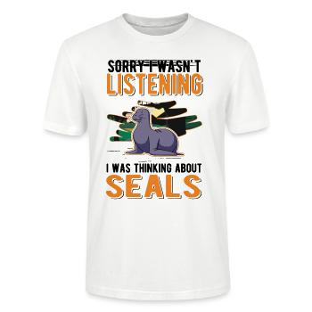 Robbe Cadeau Lion de mer - T-shirt bio CRAFTER Stanley Stella Unisexe - blanc - Devant - Alina (178cm) & Michal (187cm)