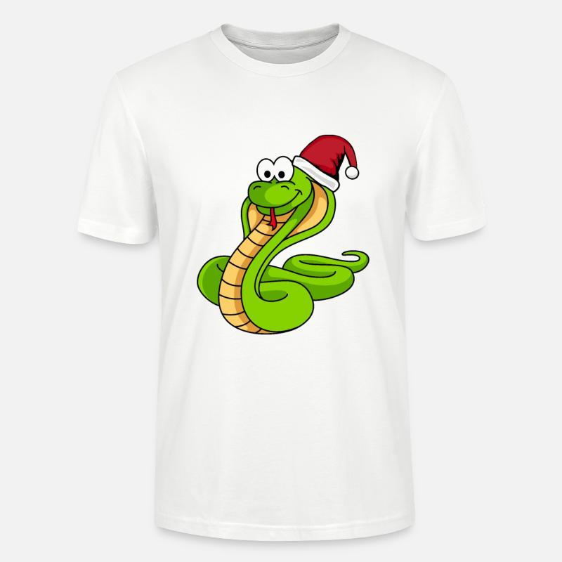 Snake Cobra Comic Noël - T-shirt bio CRAFTER Stanley Stella Unisexe - blanc