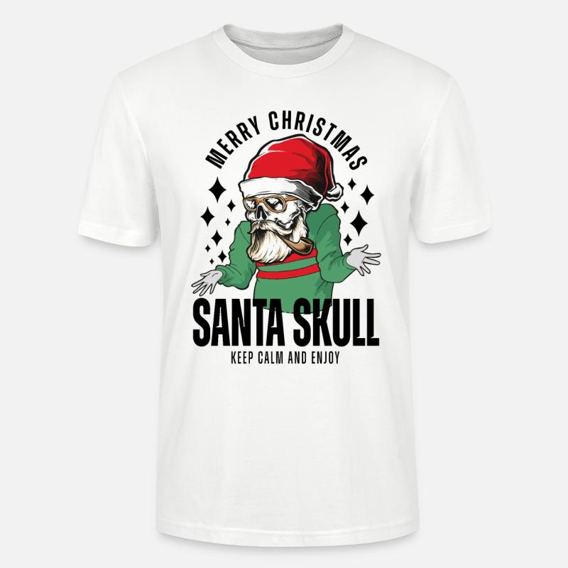 Nikolaus Skull Design de Noël - T-shirt bio CRAFTER Stanley Stella Unisexe - blanc