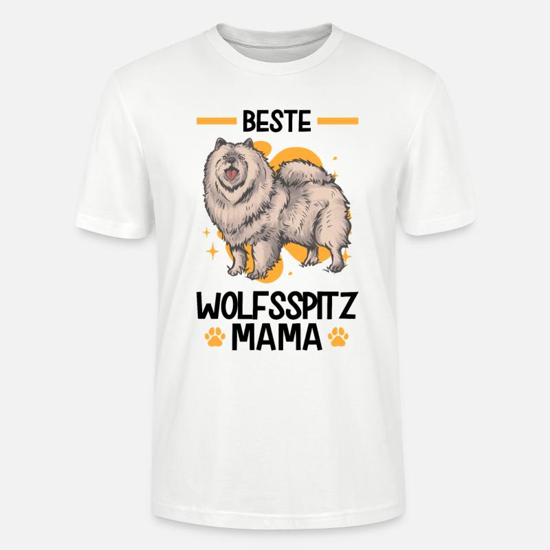 Wolfsspitz Mama deutscher Spitz Keeshond - Stanley/Stella Unisex Bio-T-Shirt CRAFTER - Weiß