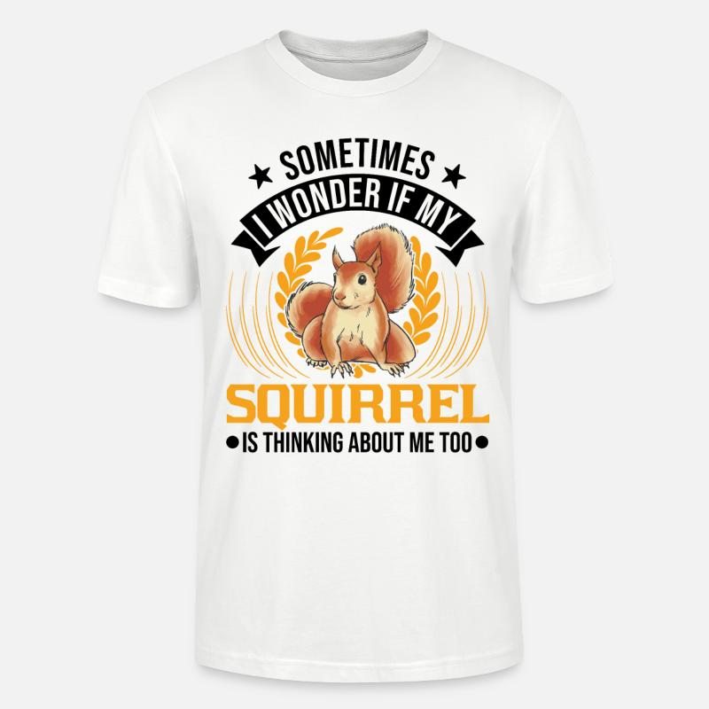 Squirrel Gift Grey Squirrel - Stanley/Stella CRAFTER Unisex Organic T-Shirt - white