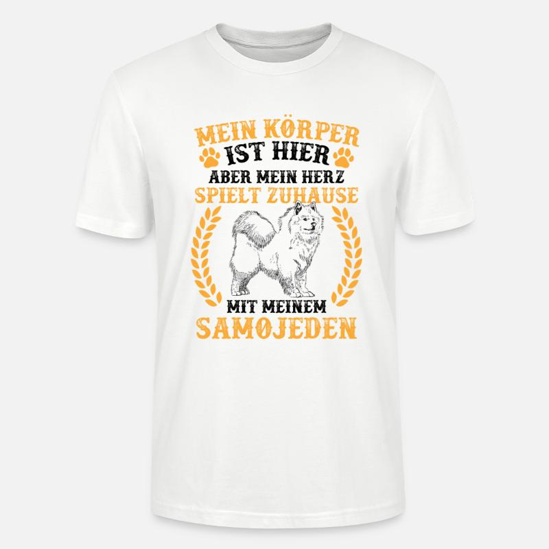 Samojede spielt zuhause Samojedenspitz - Stanley/Stella Unisex Bio-T-Shirt CRAFTER - Weiß