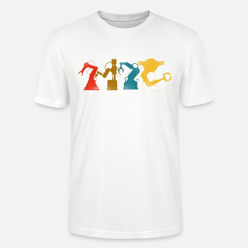Robot Robotics Engineer Retro - Stanley/Stella CRAFTER Unisex Organic T-Shirt - white