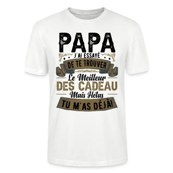 Papa Cadeau Fille Humour - T-shirt bio CRAFTER Stanley Stella Unisexe - blanc - Devant - Alina (178cm) & Michal (187cm)