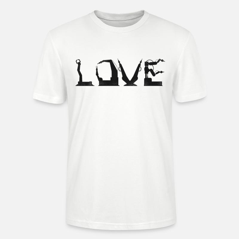 Robot Robotics Engineer Love - Stanley/Stella CRAFTER Unisex Organic T-Shirt - white