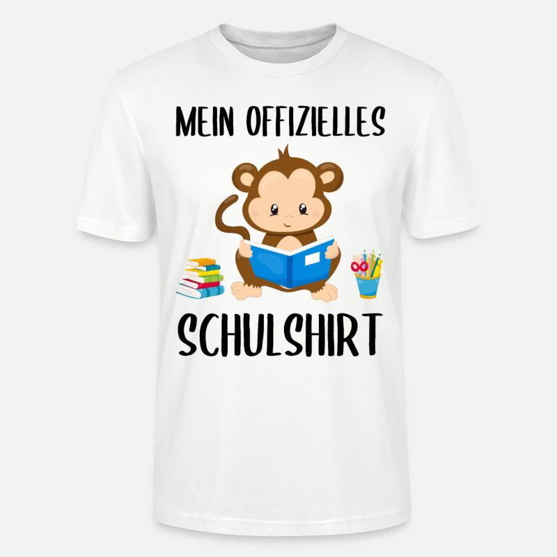 Affe Schulshirt Schulbeginn Schule Geschenk - Stanley/Stella Unisex Bio-T-Shirt CRAFTER - Weiß