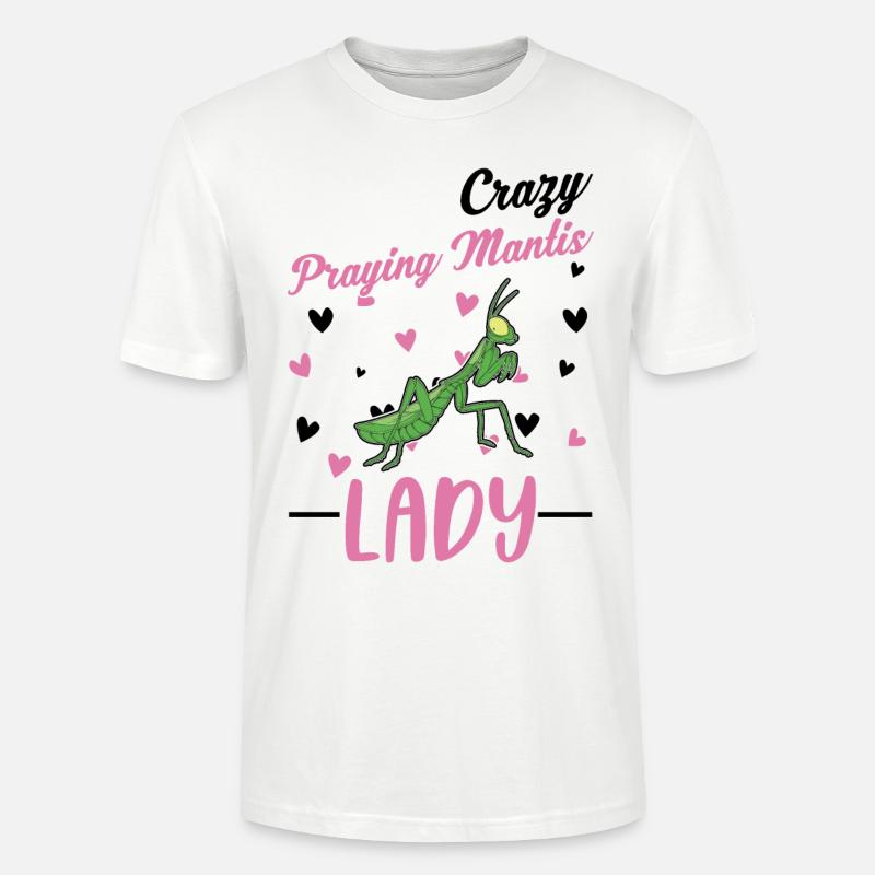 Crazy Praying Mantis lady Gottesanbeterin - T-shirt bio CRAFTER Stanley Stella Unisexe - blanc