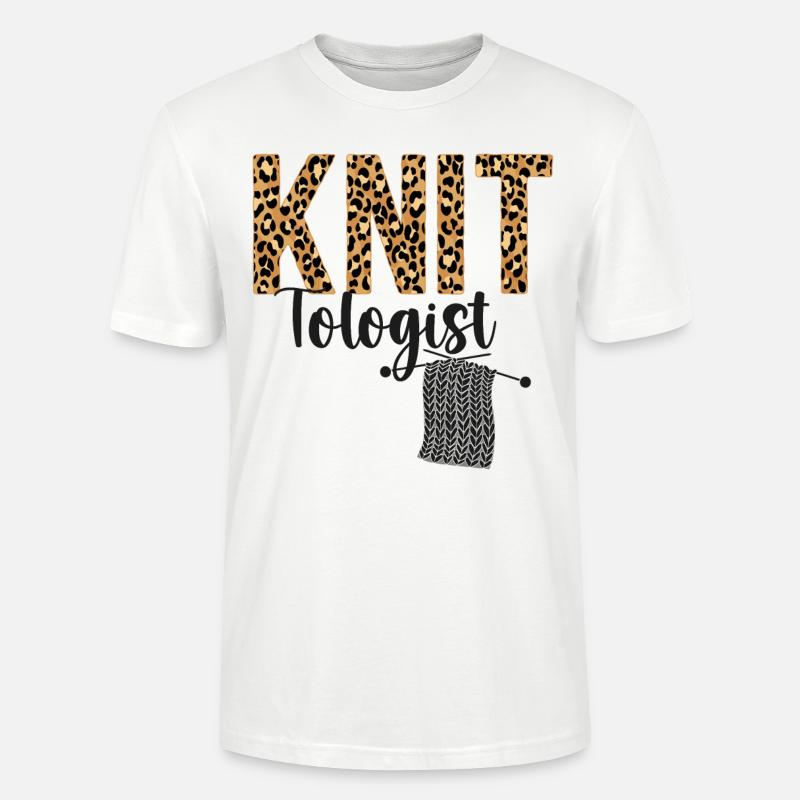 Knitting Knitter Leopard Cheetah - Stanley/Stella Unisex Bio-T-Shirt CRAFTER - Weiß