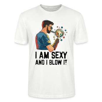 Conception en verre soufflé à la main pour un souffleur de verre - T-shirt bio CRAFTER Stanley Stella Unisexe - blanc - Devant - Alina (178cm) & Michal (187cm)