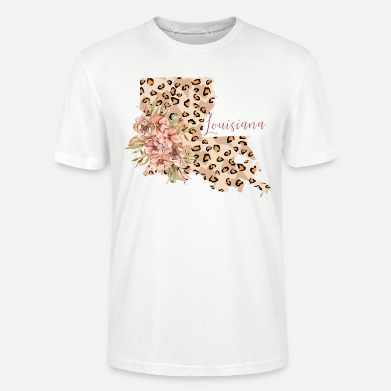 Louisiana leopard pattern map - Stanley/Stella CRAFTER Unisex Organic T-Shirt - white