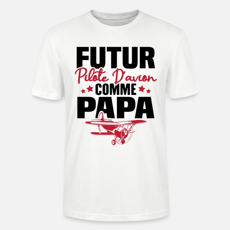 Futur Pilote d'avion comme Papa - T-shirt bio CRAFTER Stanley Stella Unisexe - blanc