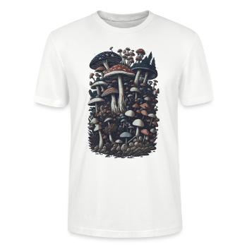 Vintage Pilz Illustration Natur Pilze im Wald - Stanley/Stella Unisex Bio-T-Shirt CRAFTER - Weiß - Vorne - Alina (178cm) & Michal (187cm)