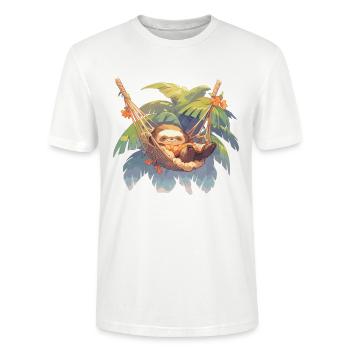 Faultier Hängematte Faultiere Faultier Palme - Stanley/Stella Unisex Bio-T-Shirt CRAFTER - Weiß - Vorne - Alina (178cm) & Michal (187cm)