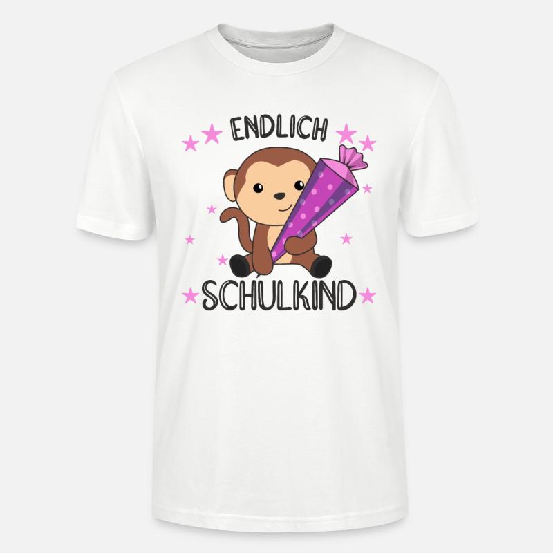 endlich Schulkind Einschulung Schule Affe - Stanley/Stella Unisex Bio-T-Shirt CRAFTER - Weiß