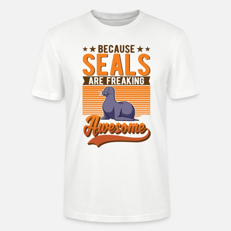 Robbe Geschenk Seehund Seelöwe - Stanley/Stella Unisex Bio-T-Shirt CRAFTER - Weiß