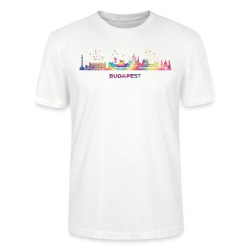 Budapester Skyline Budapest - Stanley/Stella Unisex Bio-T-Shirt CRAFTER - Weiß - Vorne - Alina (178cm) & Michal (187cm)