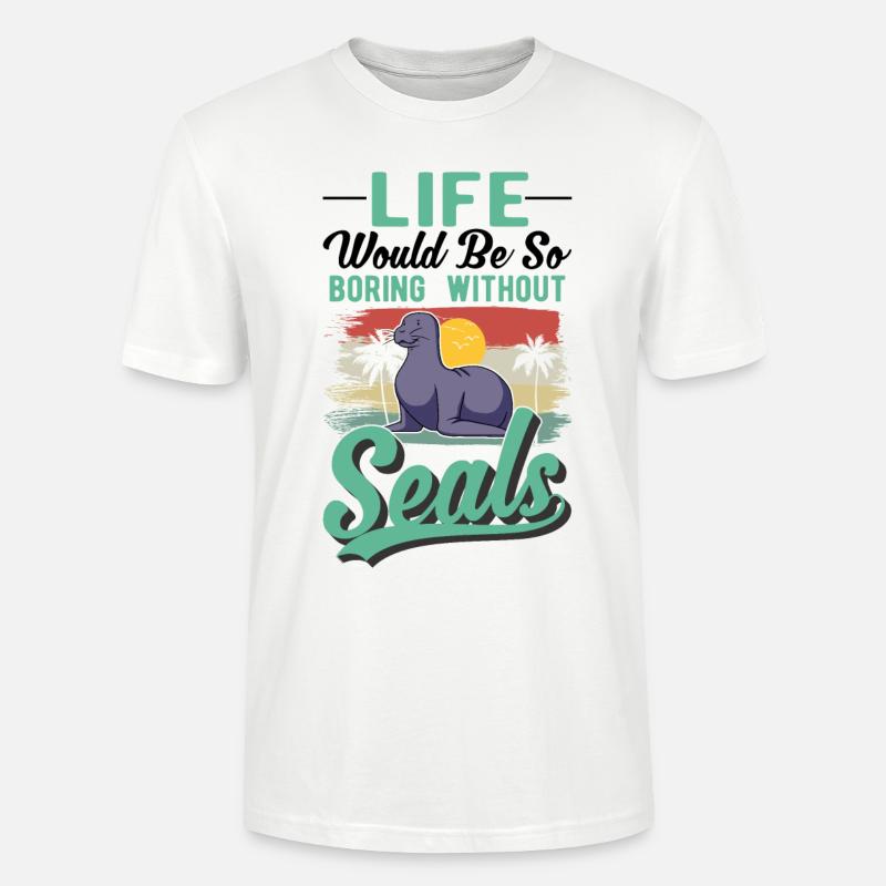 Robbe Geschenk Seehund Seelöwe - Stanley/Stella Unisex Bio-T-Shirt CRAFTER - Weiß