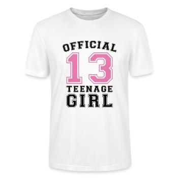 Født 13 Teen Ungdom Teen - Stanley Stella CRAFTER unisex økologisk-T-shirt - hvid - Foran - Alina (178cm) & Michal (187cm)