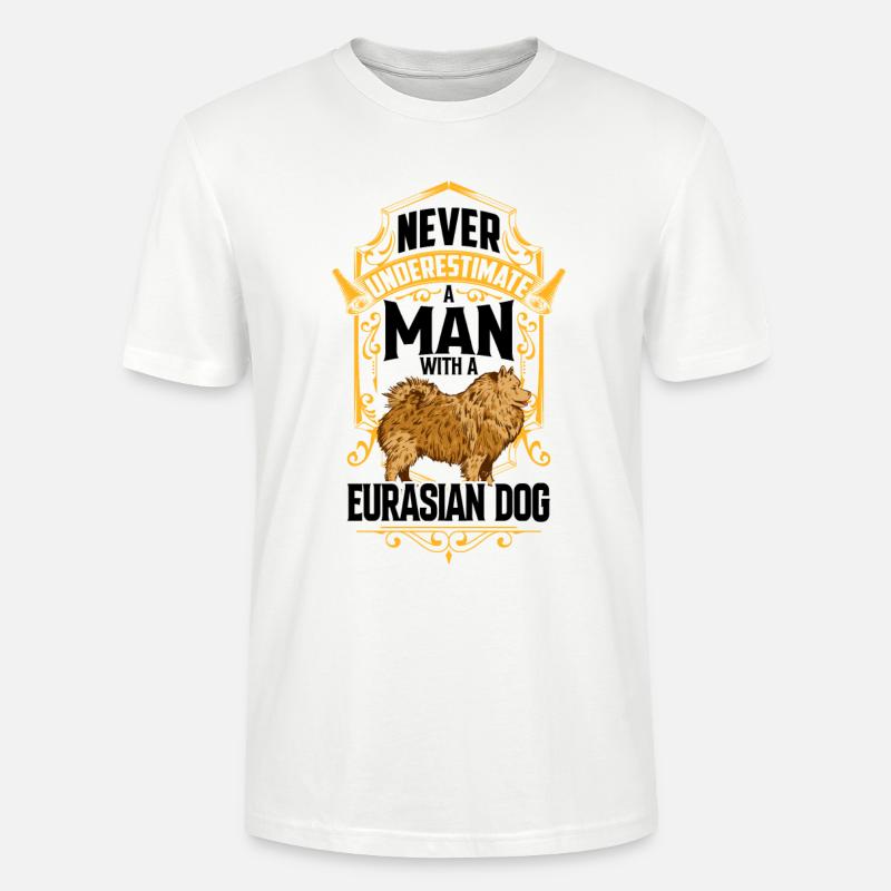 Mann mit Eurasier Eurasian Spitz - Stanley/Stella Unisex Bio-T-Shirt CRAFTER - Weiß