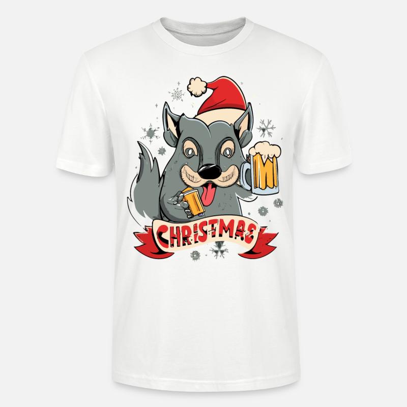 Wolf Bier Weihnachten Geschenk - Stanley/Stella Unisex Bio-T-Shirt CRAFTER - Weiß