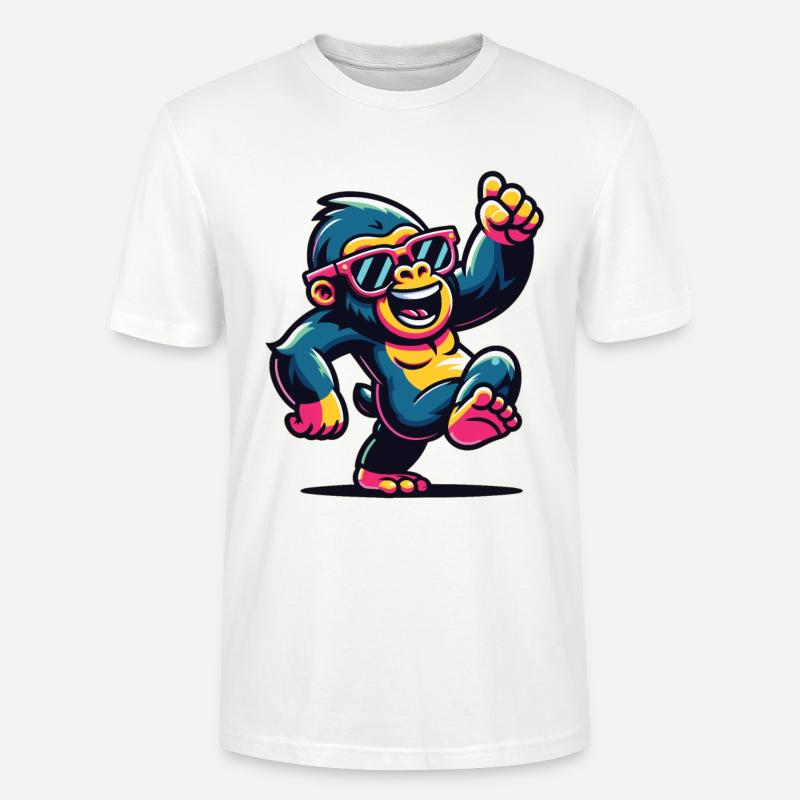 Gorilla mit Sonnenbrille - Stanley/Stella Unisex Bio-T-Shirt CRAFTER - Weiß