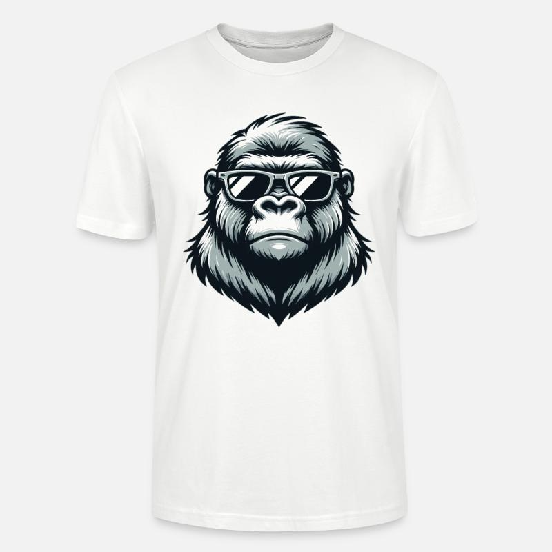 Gorilla mit Sonnenbrille - Stanley/Stella Unisex Bio-T-Shirt CRAFTER - Weiß
