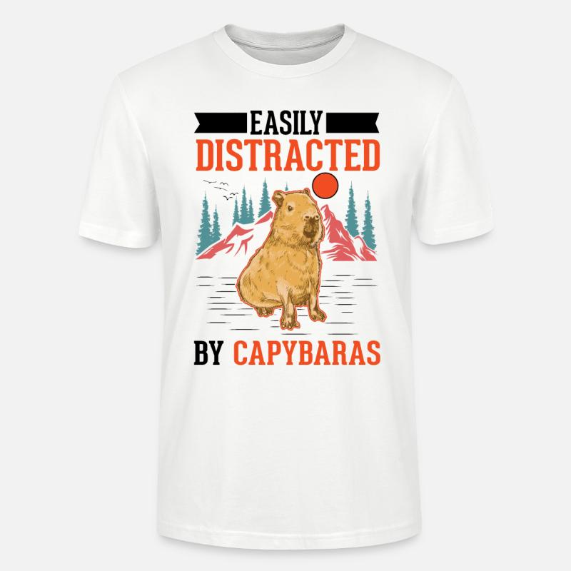 Easily distracted by Capybaras - Stanley/Stella Unisex Bio-T-Shirt CRAFTER - Weiß