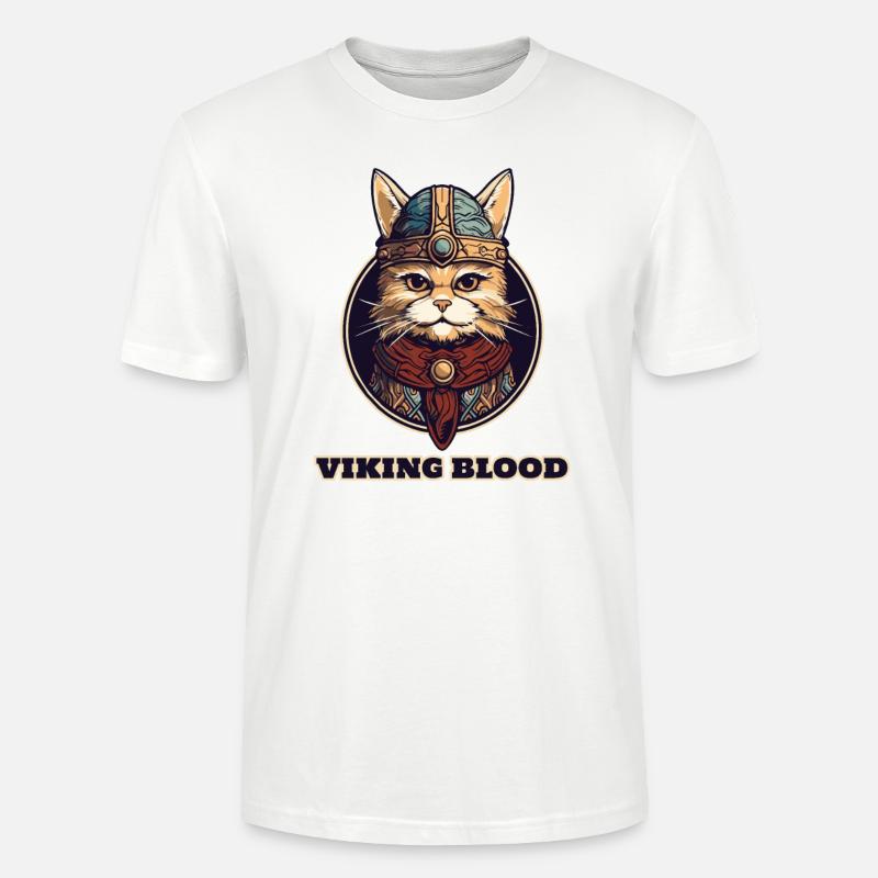 Wikingerkatze mit Wikingerhelm und Wikingerblut - Stanley/Stella Unisex Bio-T-Shirt CRAFTER - Weiß