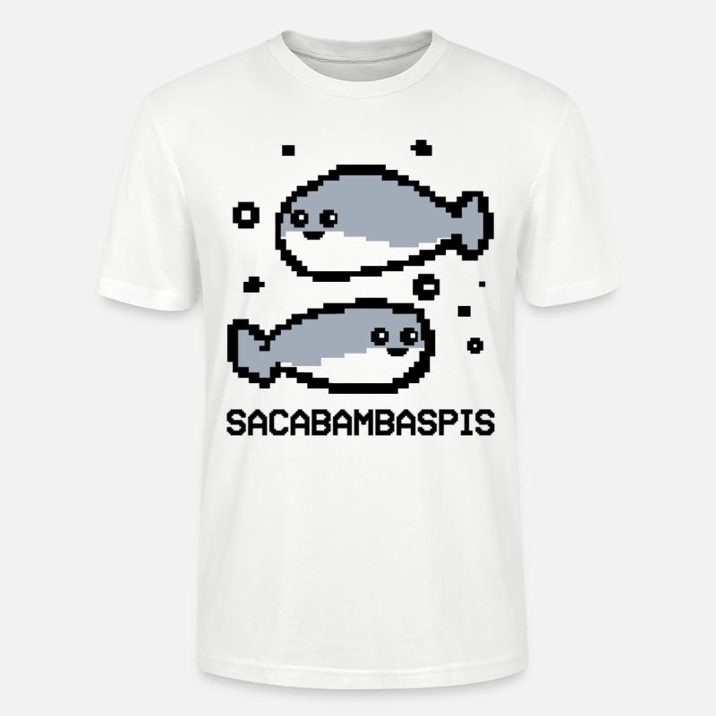 Poisson Meme Pixel Couple - T-shirt bio CRAFTER Stanley Stella Unisexe - blanc